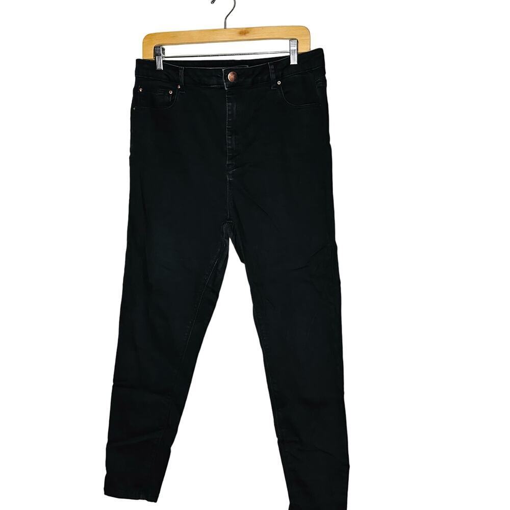 ASOS Women's Black Denim Copper Stud Button & Zip Up Skinny Jeans Size US 14